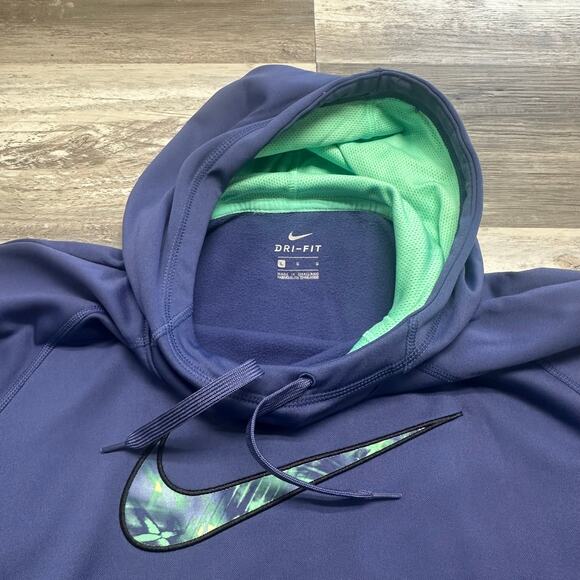 Nike Womens Purple L Dri-Fit Thumb‎ Hole Athletic Sporty Swoosh Hoodie Swoosh - Picture 11 of 11